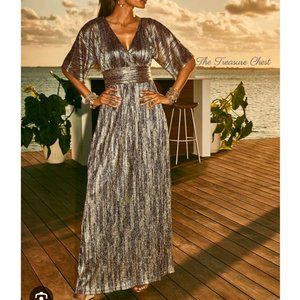 Lilly Pulitzer Parigi Maxi Dress Gold Metallic Rope Stripe  berry crinckle $298